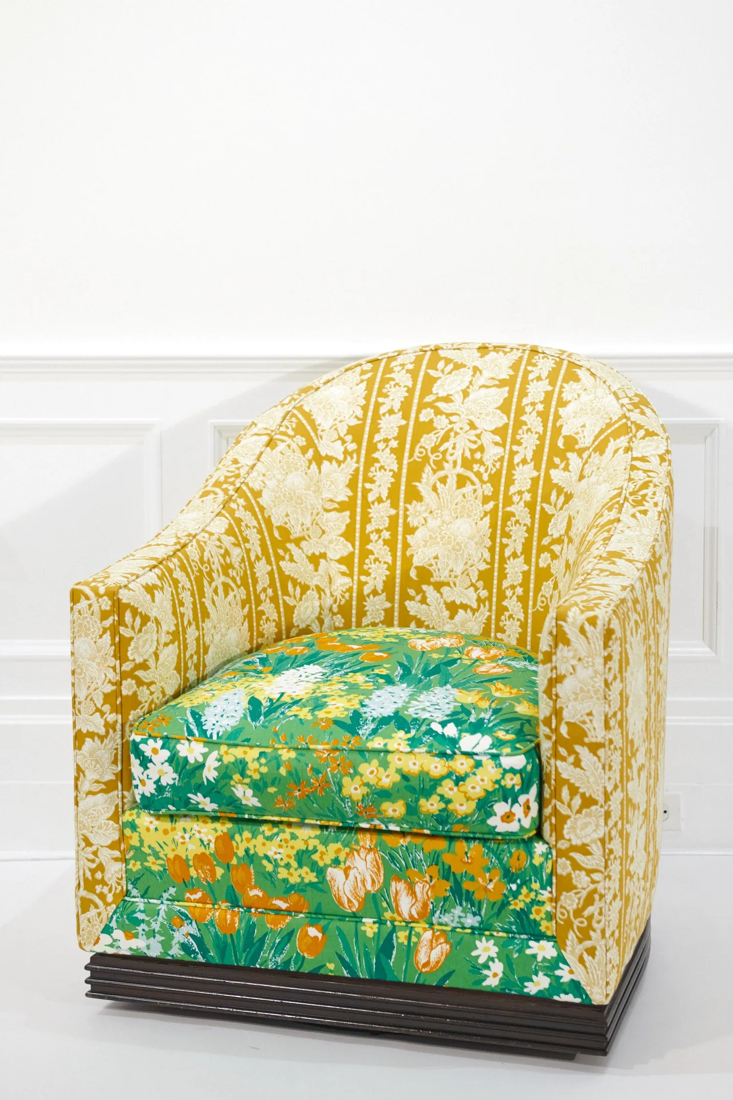 Upholstered Swivel Chair in Vintage Florals