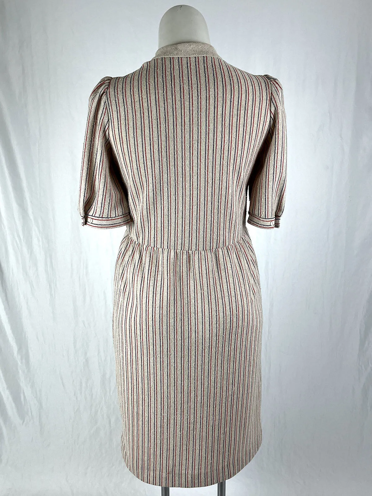 Vintage Lady Carol Size 14 Cream Multi Stripe Dress