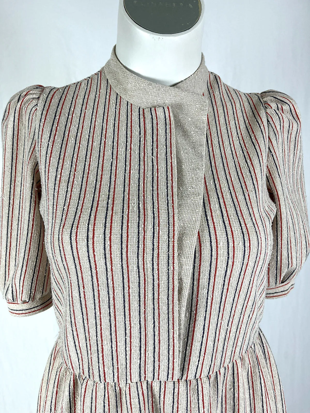 Vintage Lady Carol Size 14 Cream Multi Stripe Dress