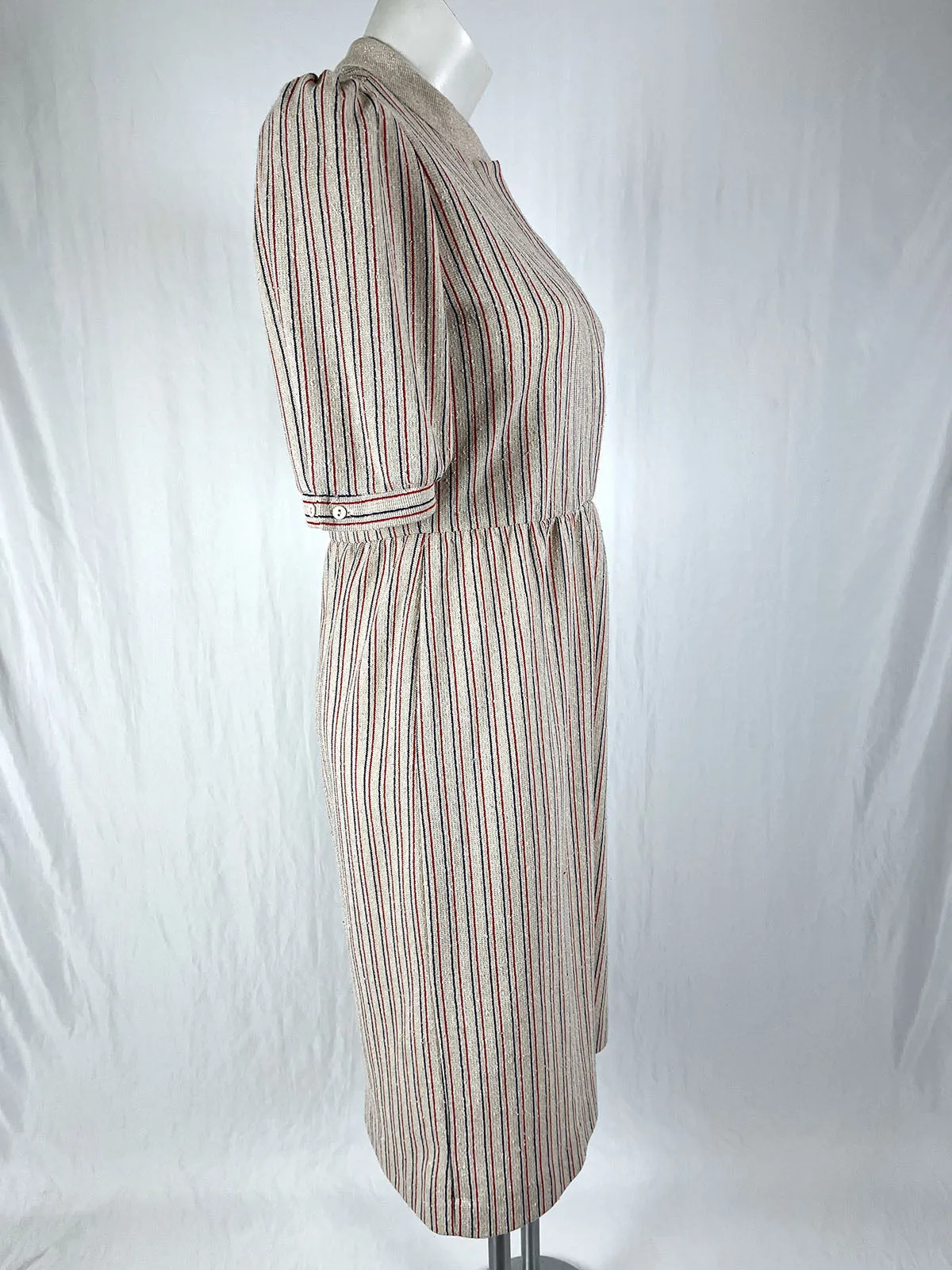 Vintage Lady Carol Size 14 Cream Multi Stripe Dress