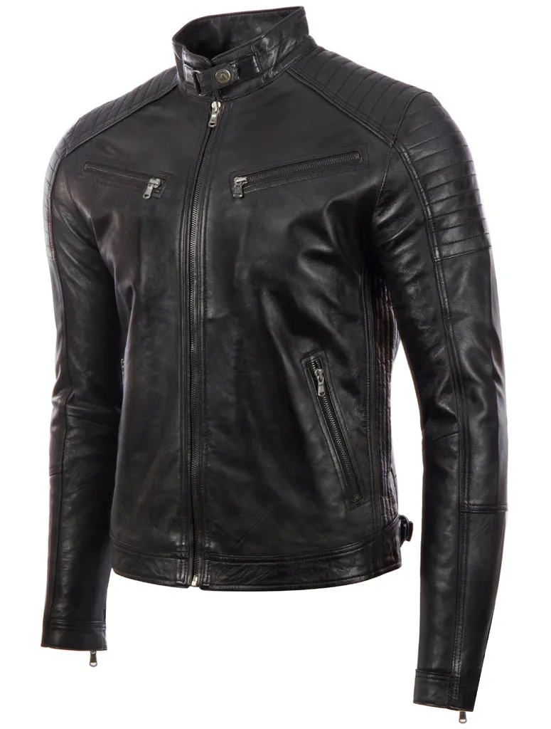 VO3W Men's Biker Jacket - Black