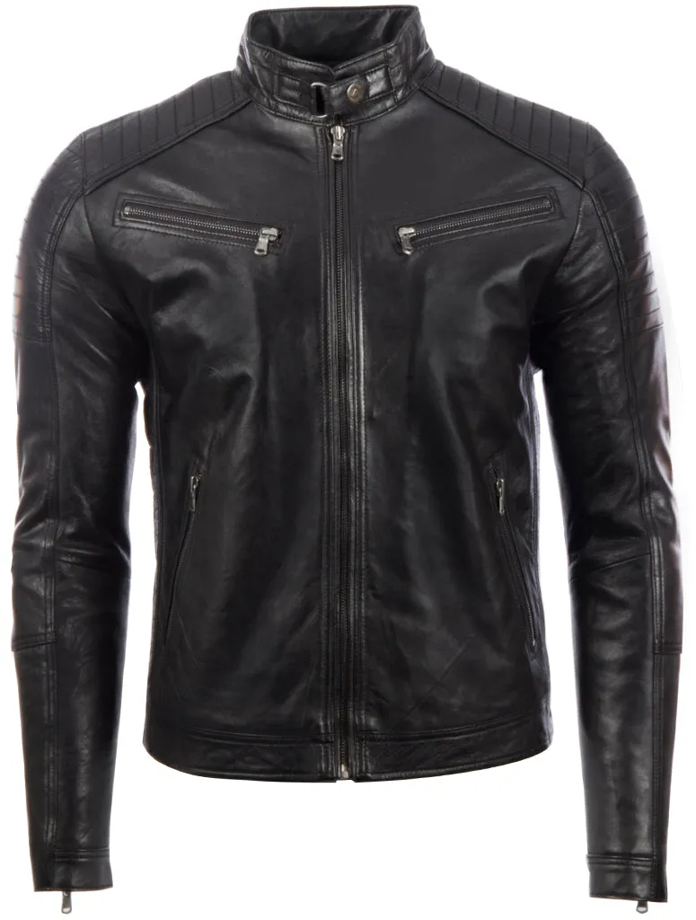 VO3W Men's Biker Jacket - Black