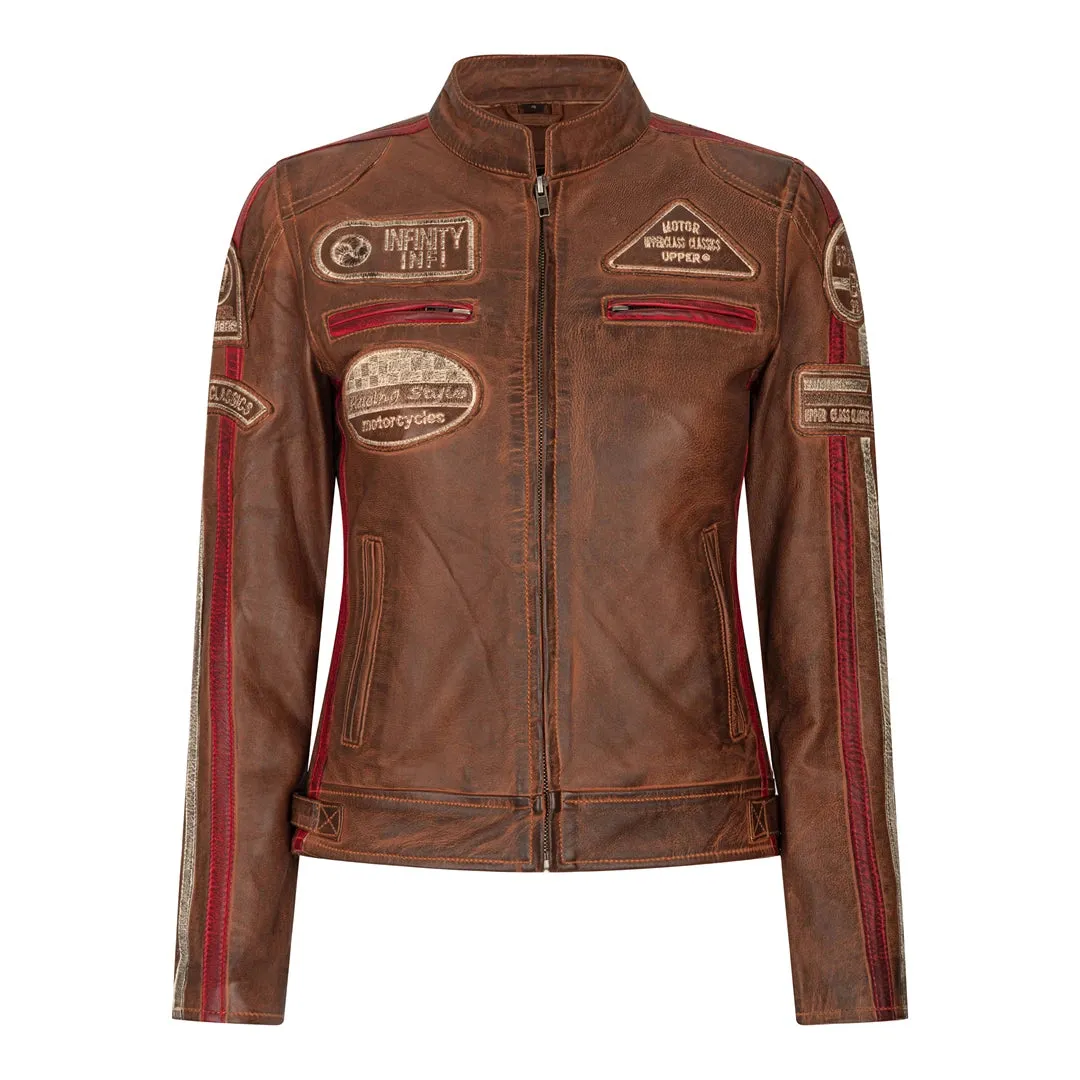 Women's Leather Motorcycle Biker Jacket